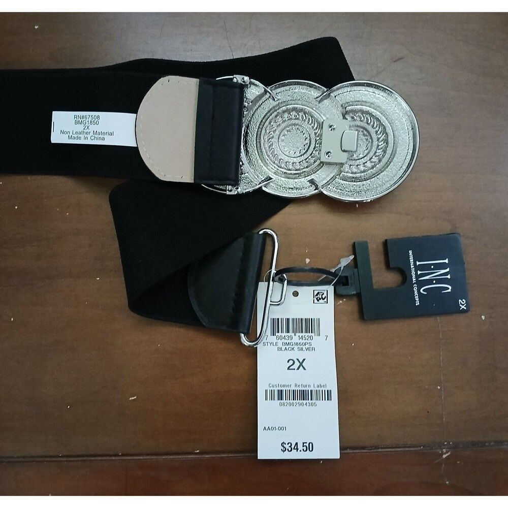 I.N.C International Concepts Women's 2X Stretch Fabric Round Medallions Belt - Picture 5 of 10